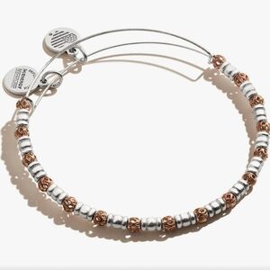 Alex and Ani Accents Orbit Metal Beaded Expandable Bangle Silver& Rose Gold NWT
